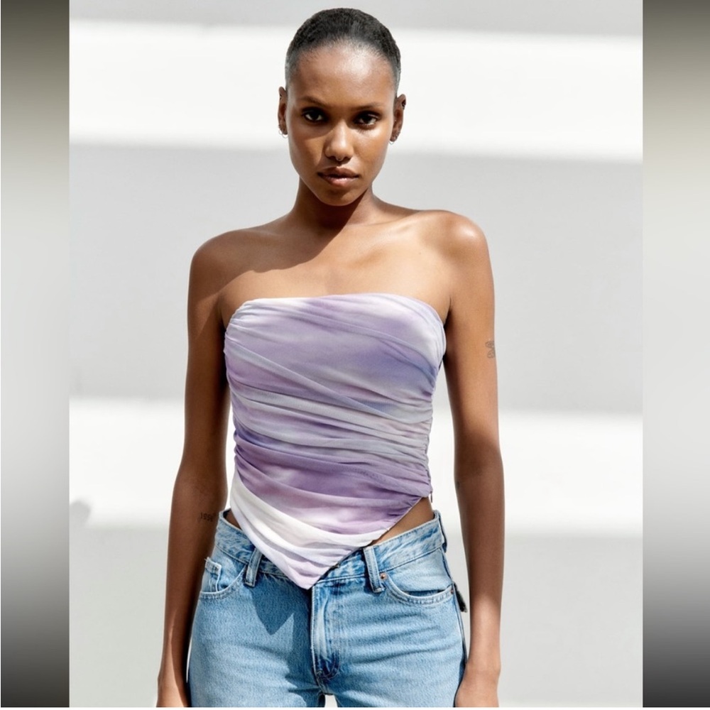 Zara Purple Tulle Asymmetrical Top 7945/433
